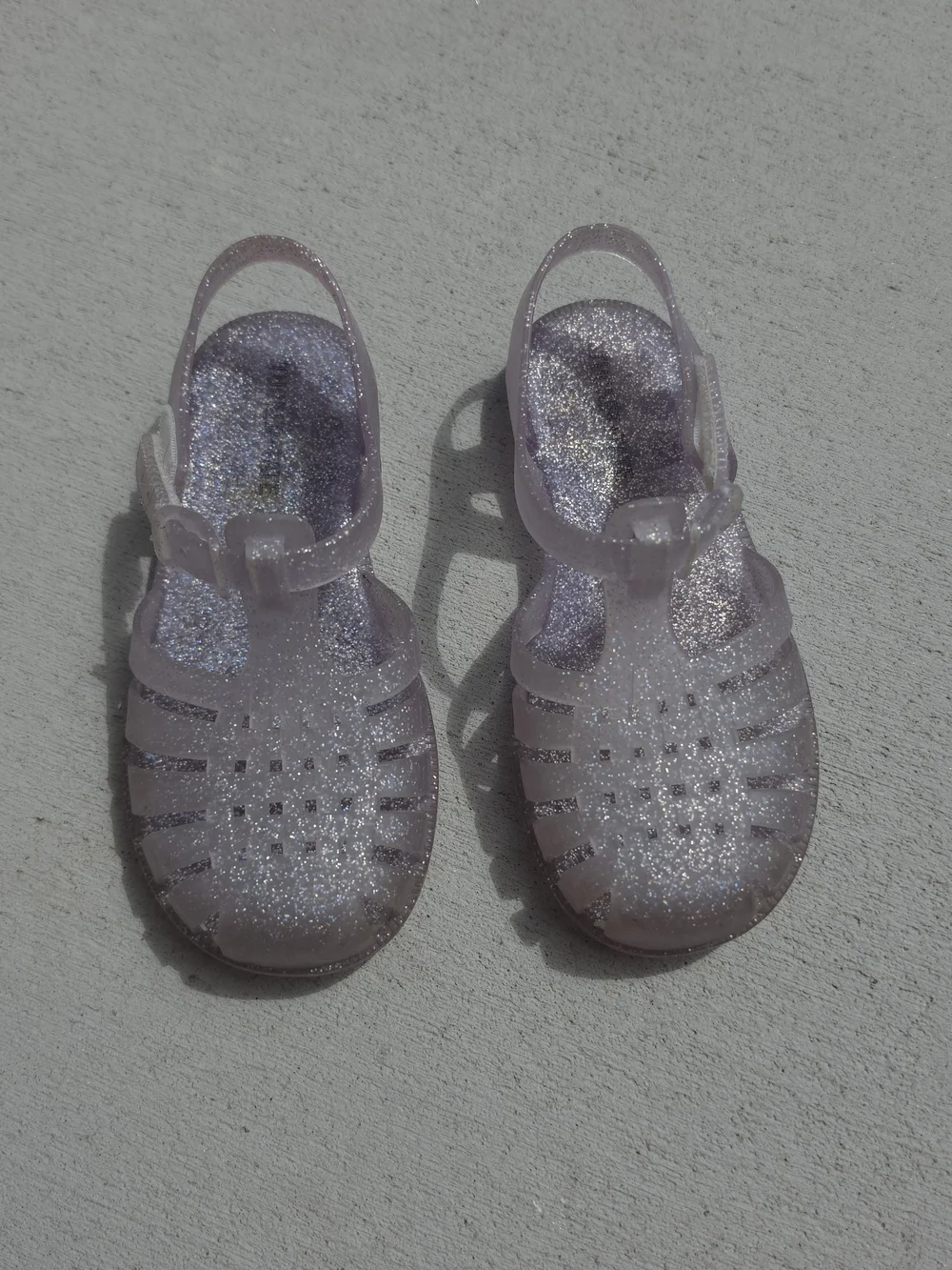 Tucker & Tate Toddler Girl Purple Glitter Jelly Sandals Easy Close Size 11